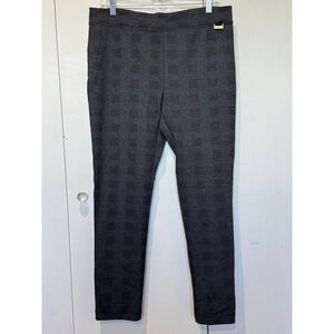 Women's Calvin Klein L Dark Grey Plaid stretch pull on pants